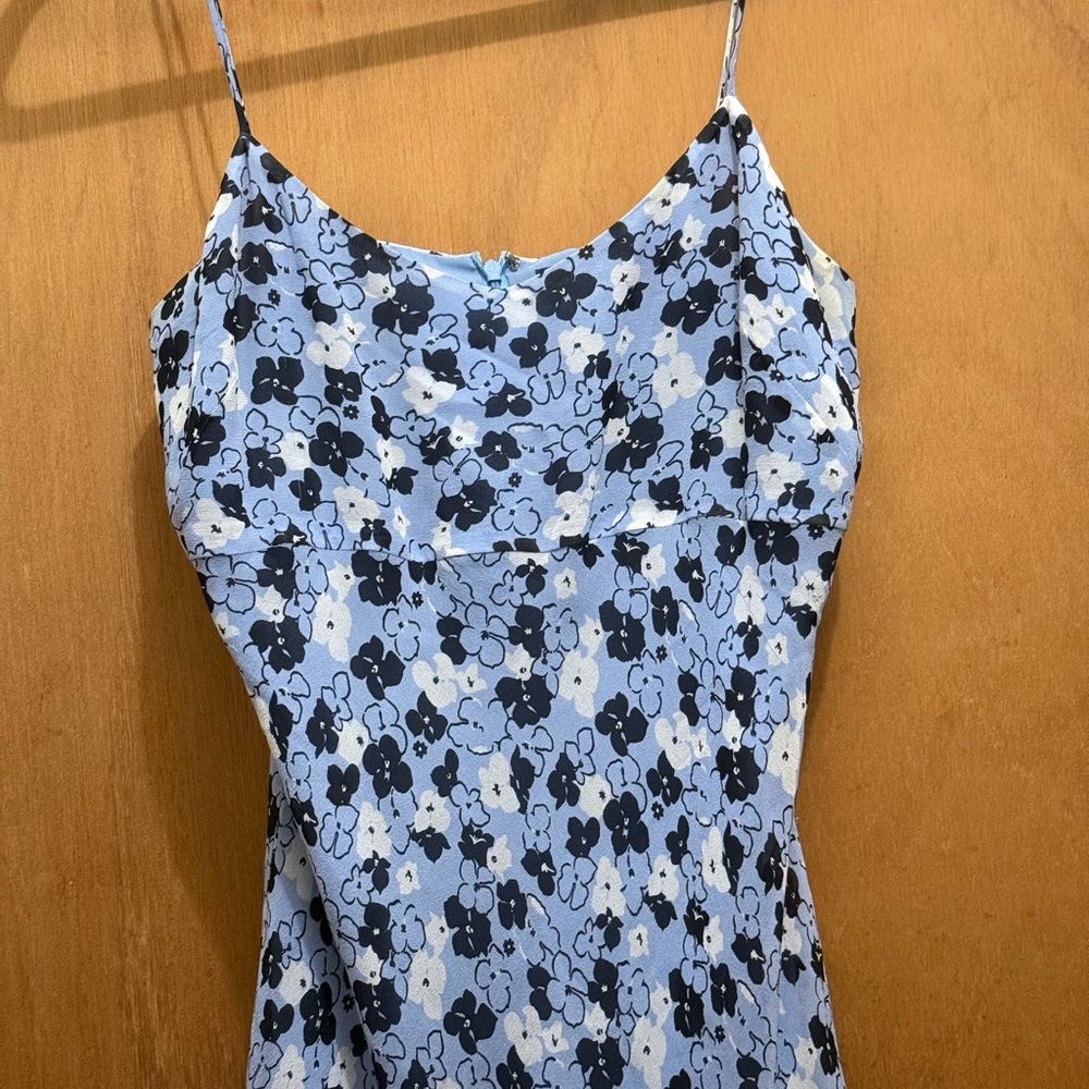 Floral Blue Spaghetti Strap Dress - Picture 2 of 4